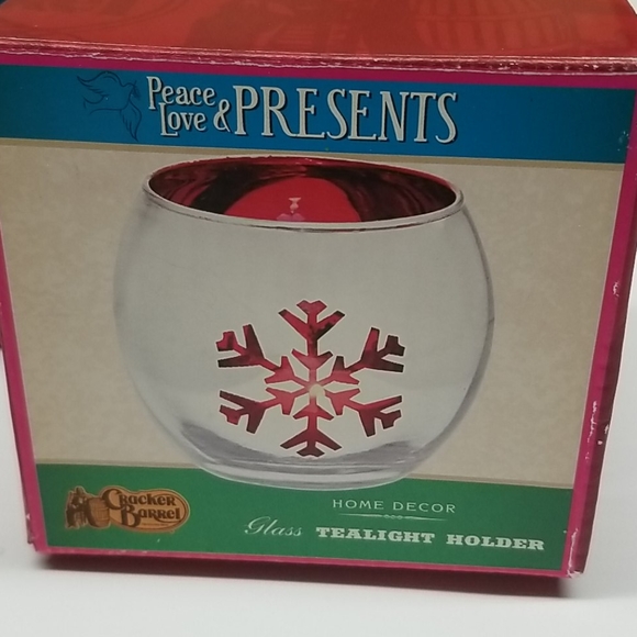 Christmas Silver Color Glass Snowflake Tealight Holders Set of 3 New in Box - Picture 6 of 12